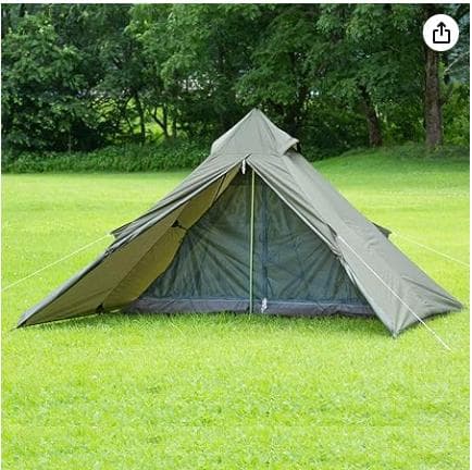 【二股ポール付】BUNDOK ソロティピー1 カーキ 鋼鉄ペグセット バンドック