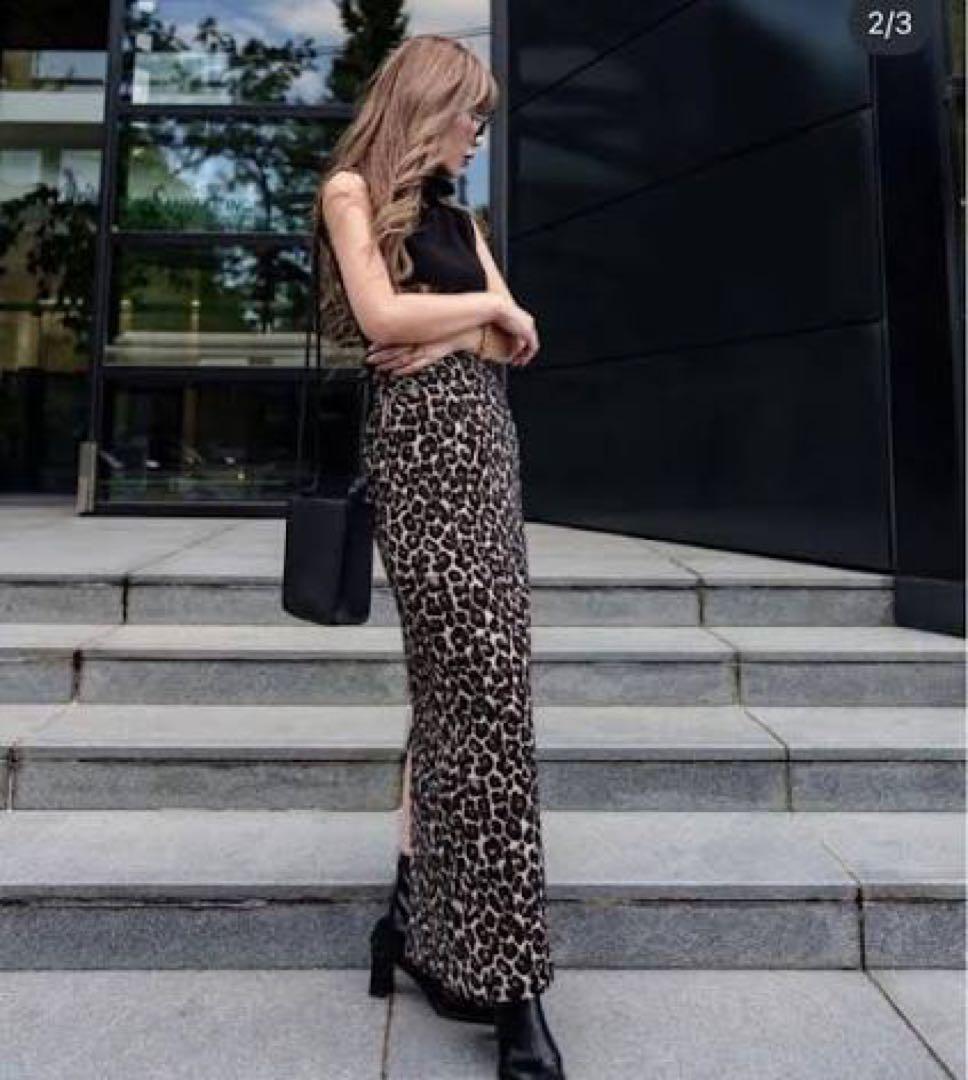 完売品glamlipsジャガードレオパードスカート新品タグ付