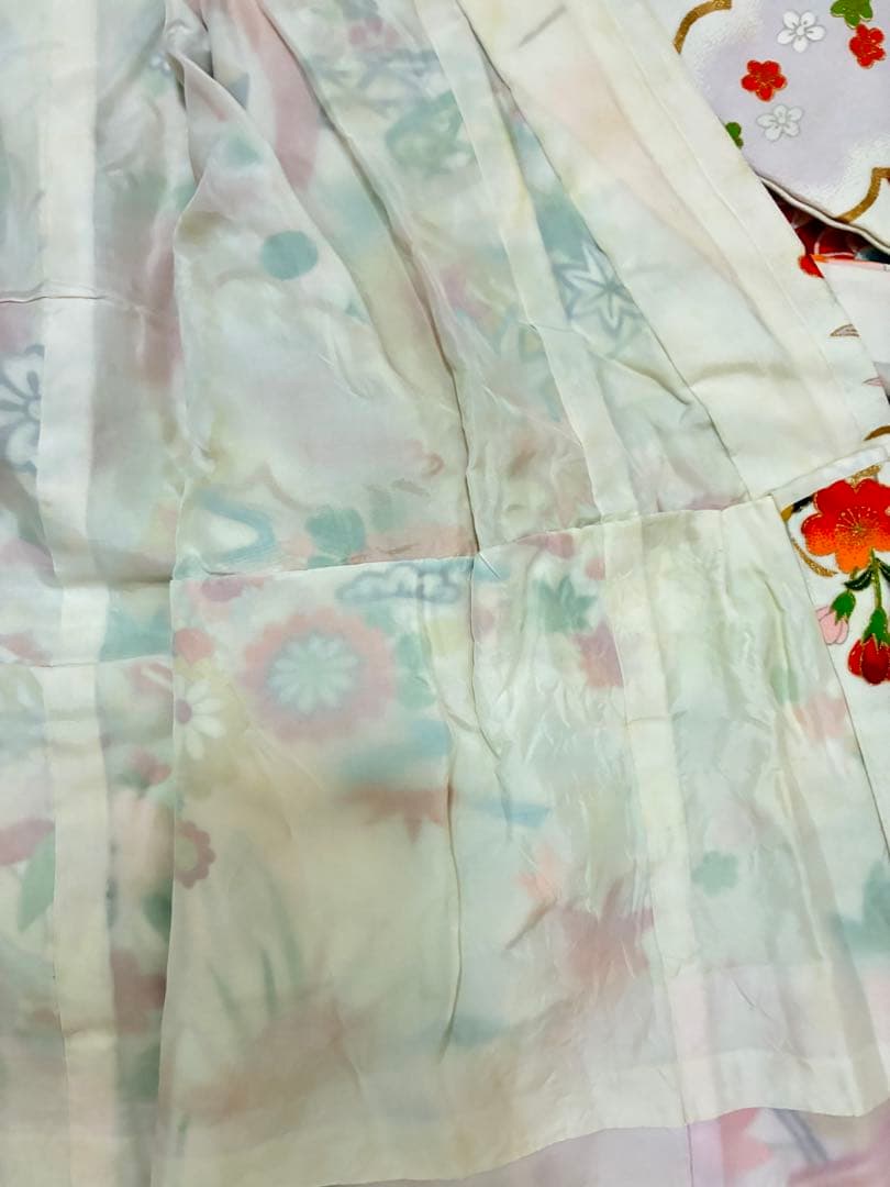 7歳　七五三用 白地に華やかな古典柄着物セット