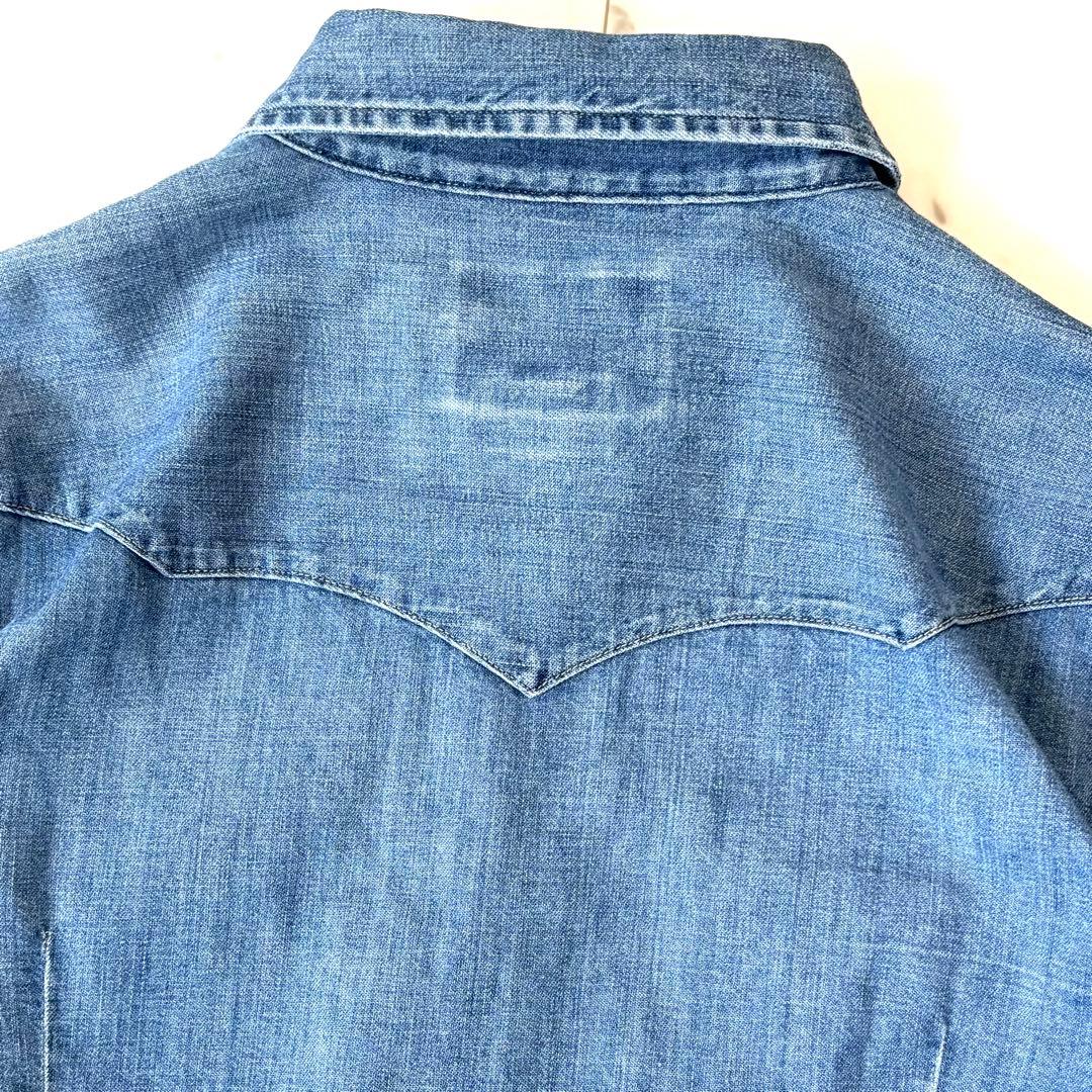美品　ポロラルフローレン　ウエスタンデニムシャツ　パールボタン　ライトブルー