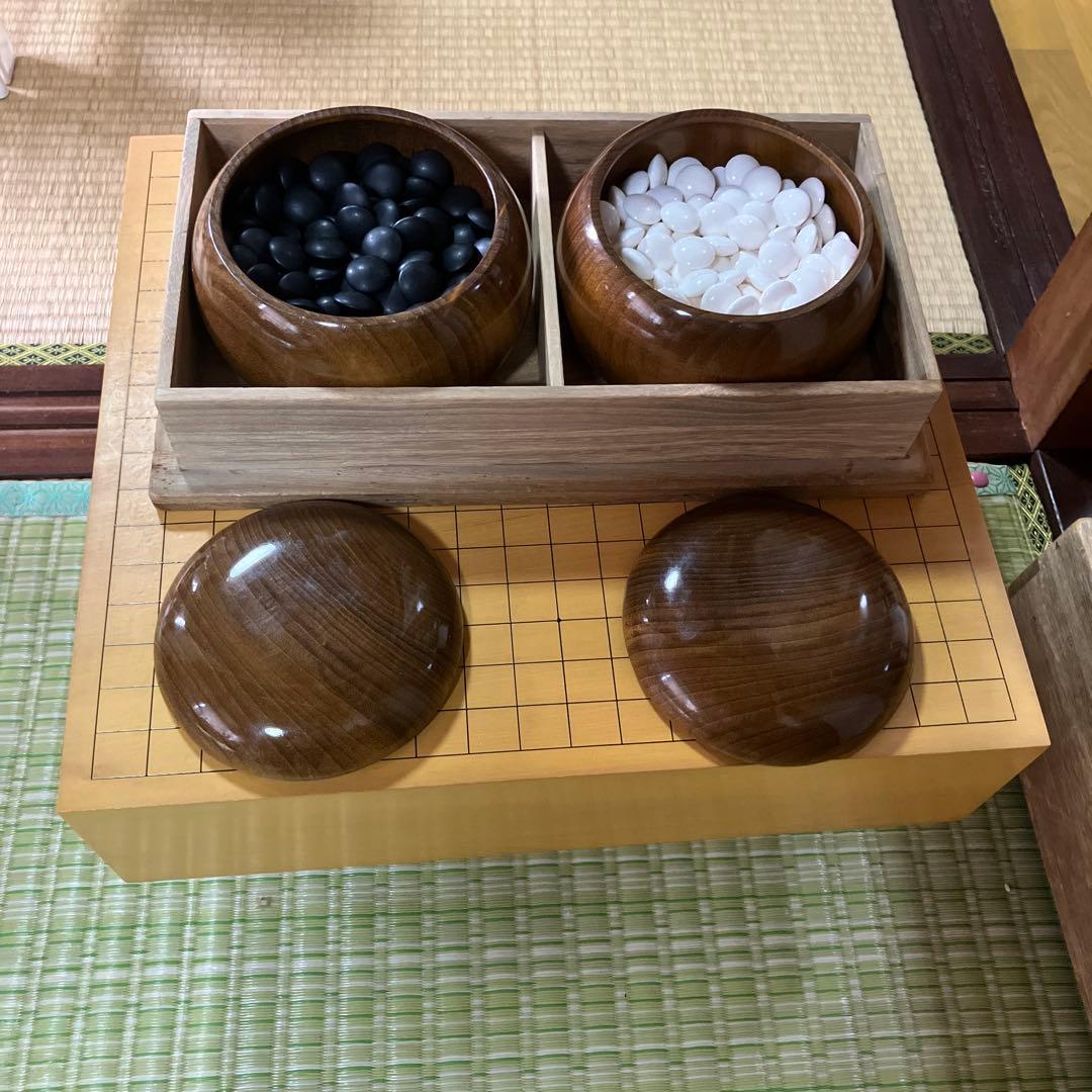 足付き木製囲碁セット　ヘソあり