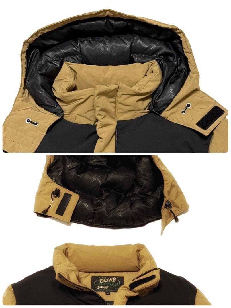 【美品】 SCHOTT BROS ダウンジャケット 肉厚 刺繍 ロゴ総柄 L相当