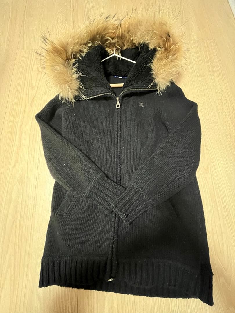 BURBERRYブルーレーベル38 ニットパーカー コート黒