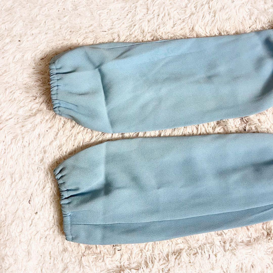 ✖︎ ヴァレンティノ ワンピース Aライン フレア リボン ブルー 水色 M