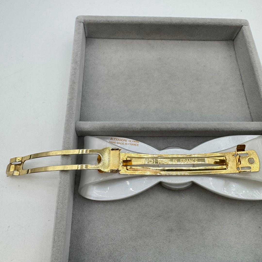 【保管袋付き】alexandre de paris バレッタ　リボン　ストーン