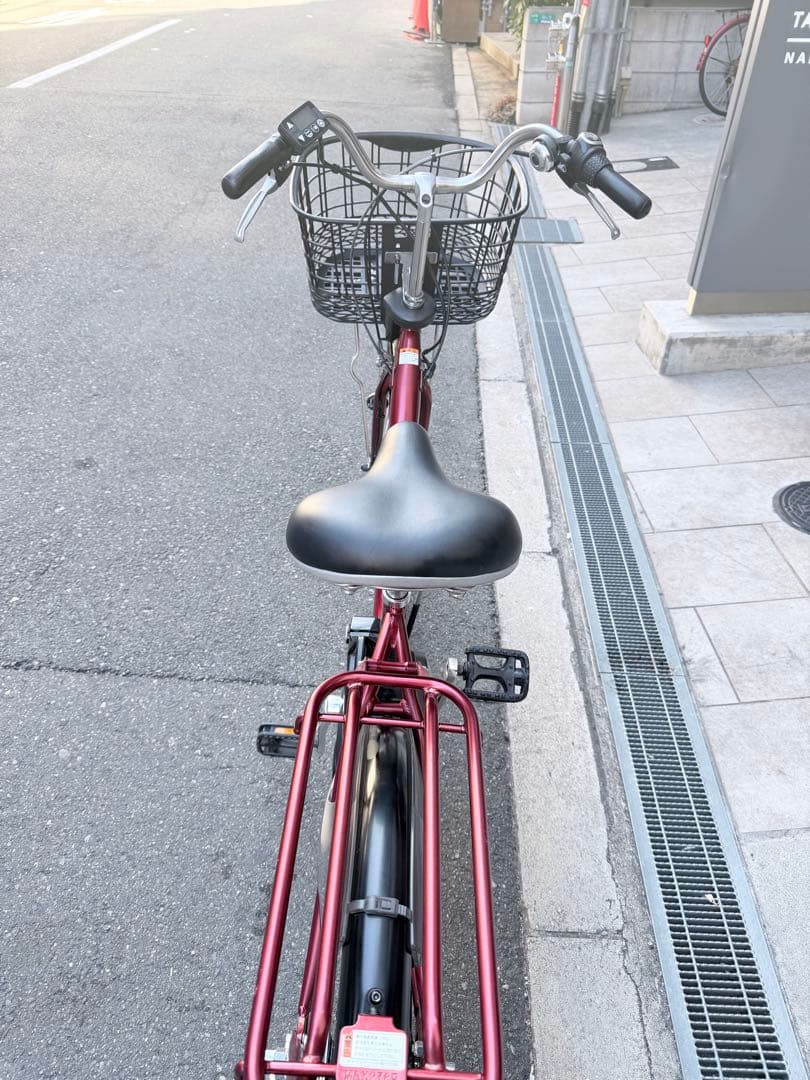 大阪府　ヤマハ　 電動アシスト自転車 赤 前カゴ付き
