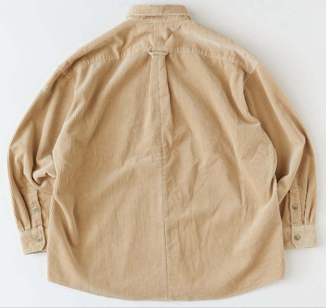 美品FAT BIGWALEベージュ コーデュロイ　シャツ 左胸ポケット付き