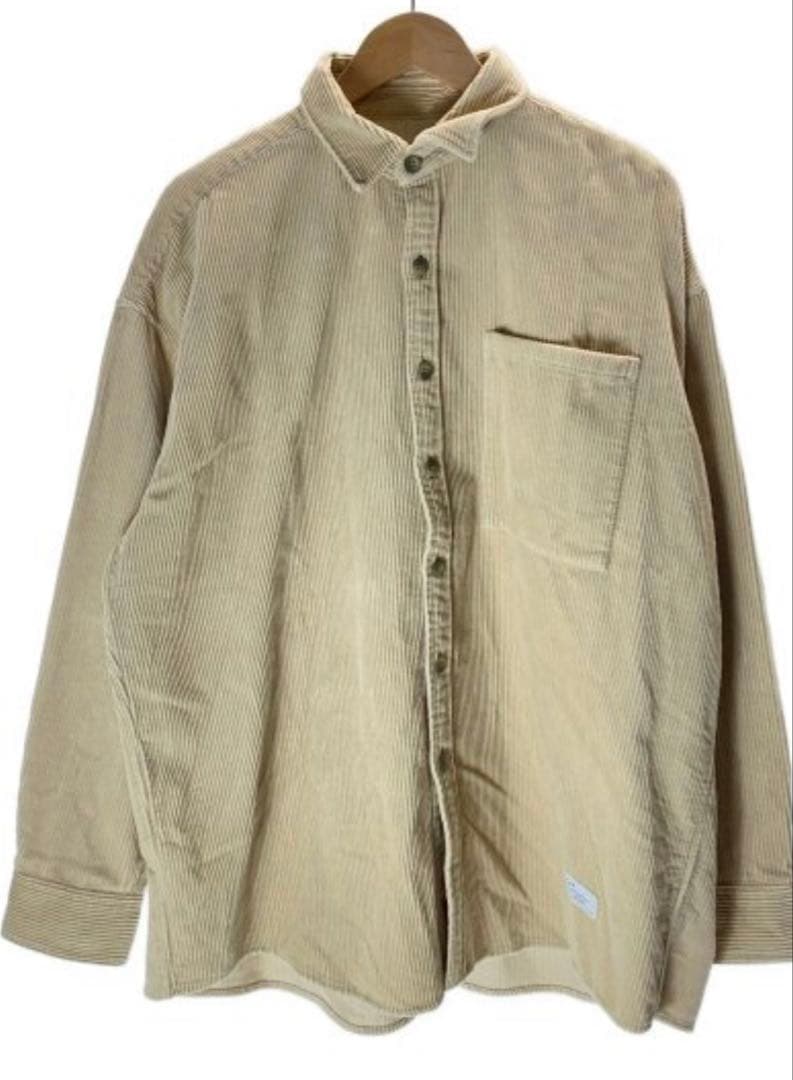 美品FAT BIGWALEベージュ コーデュロイ　シャツ 左胸ポケット付き