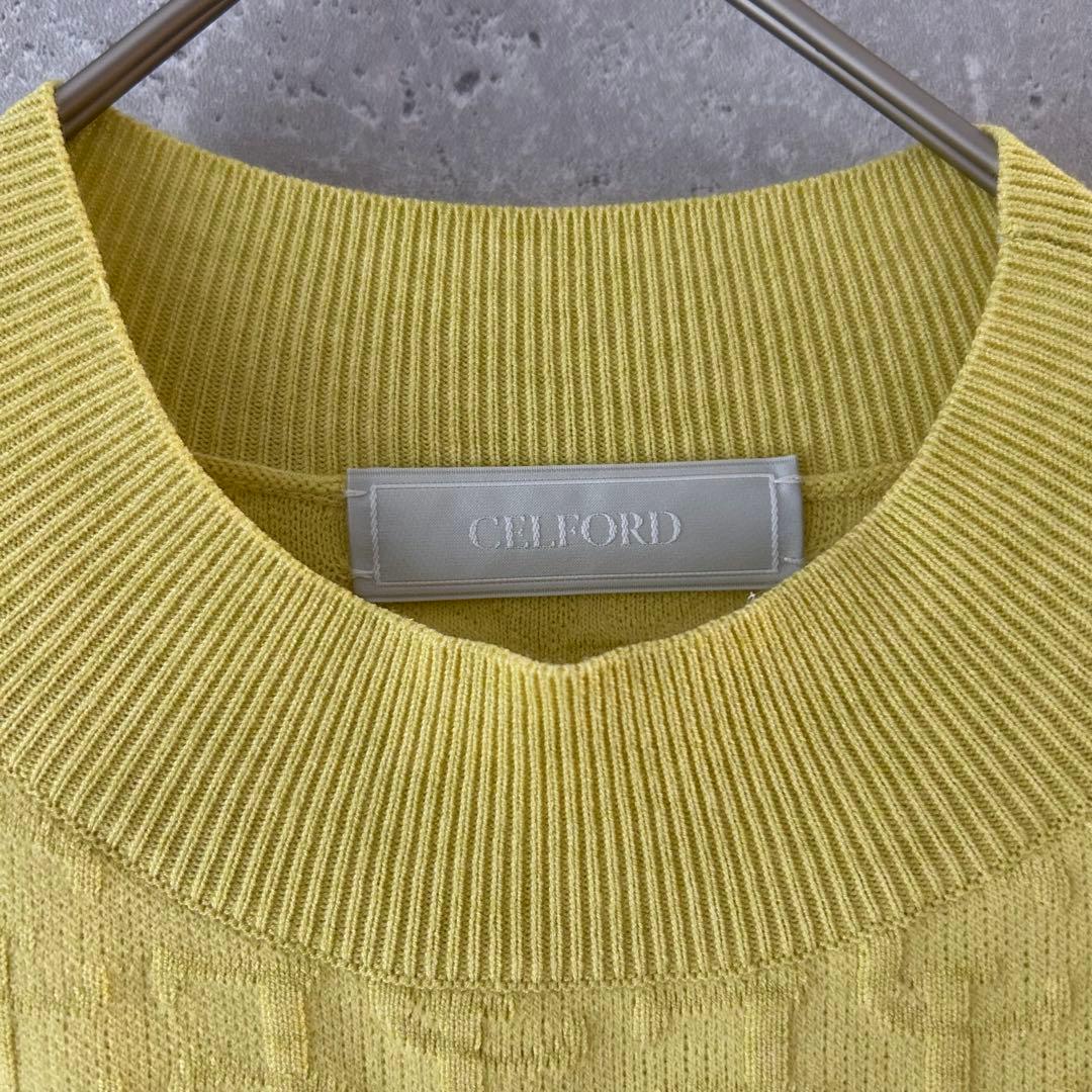 ✨美品✨ セルフォードCELFORD ロゴふくれジャガードニットワンピース 38