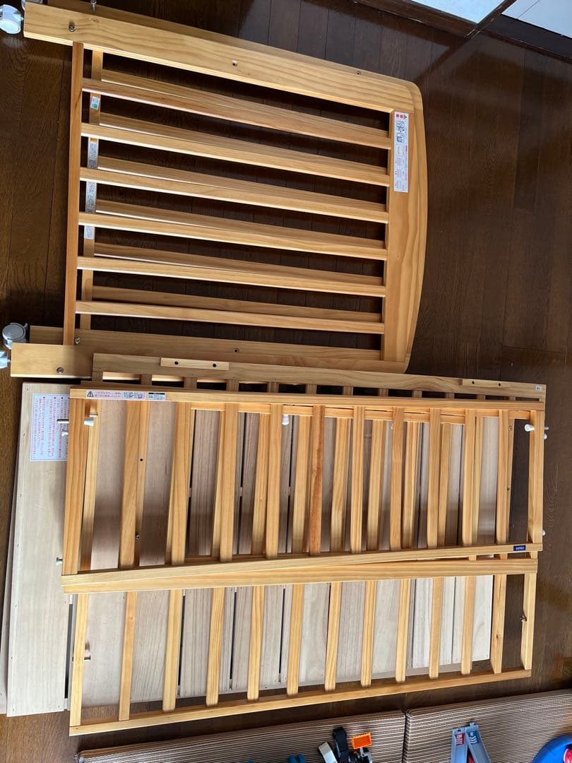 KATOJI 木製ベビーベッド 70cm x 120cm マットレス付き