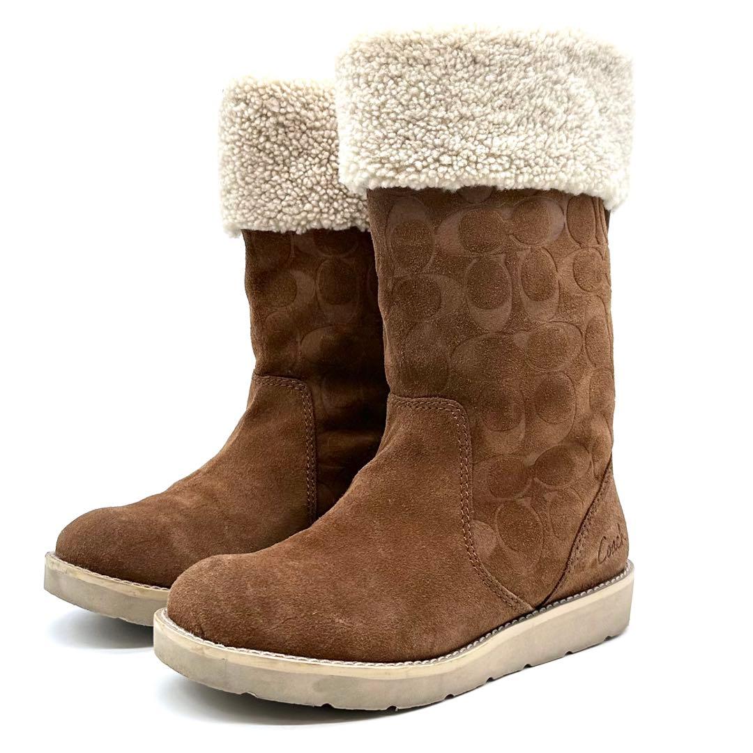 美品✨COACH KALLY シグネチャー ムートンブーツ スエード 25cm位