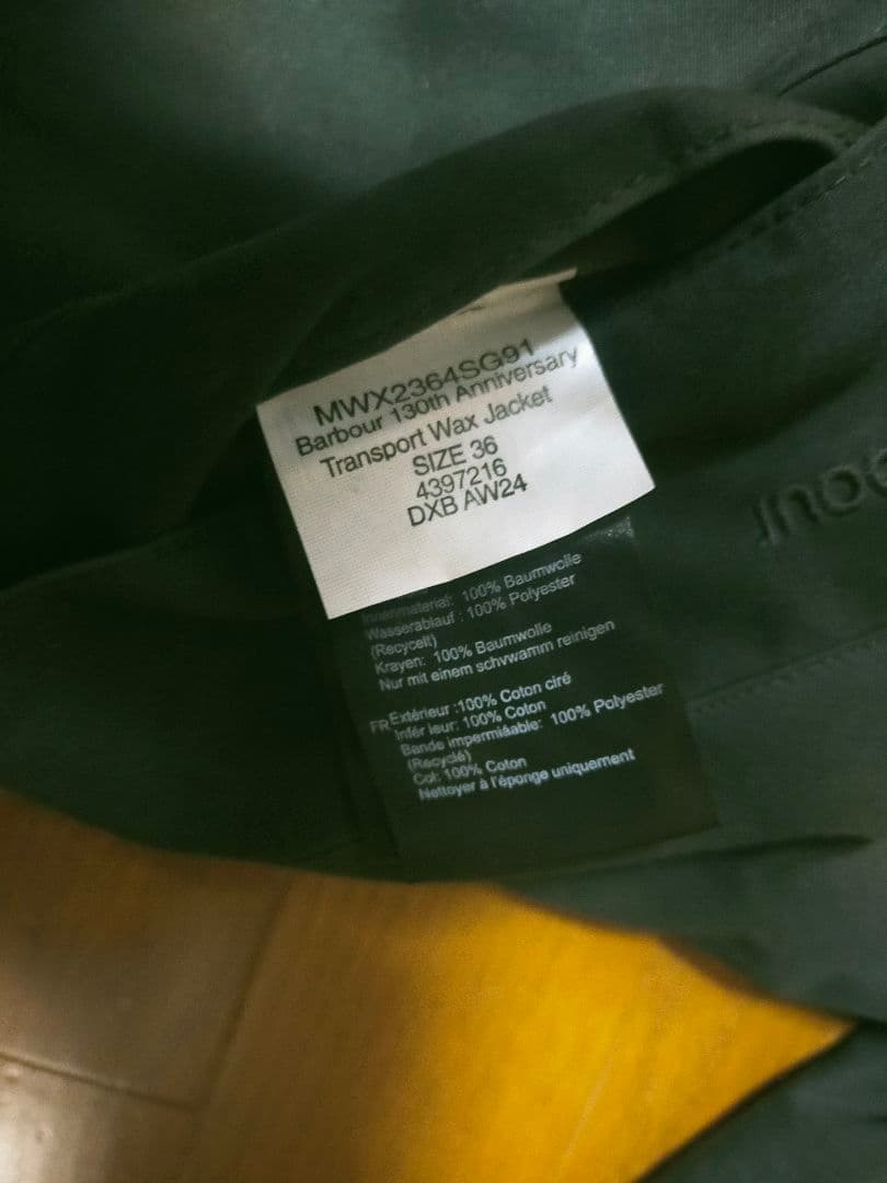 Barbour バブアー トランスポート 130周年記念モデル 36