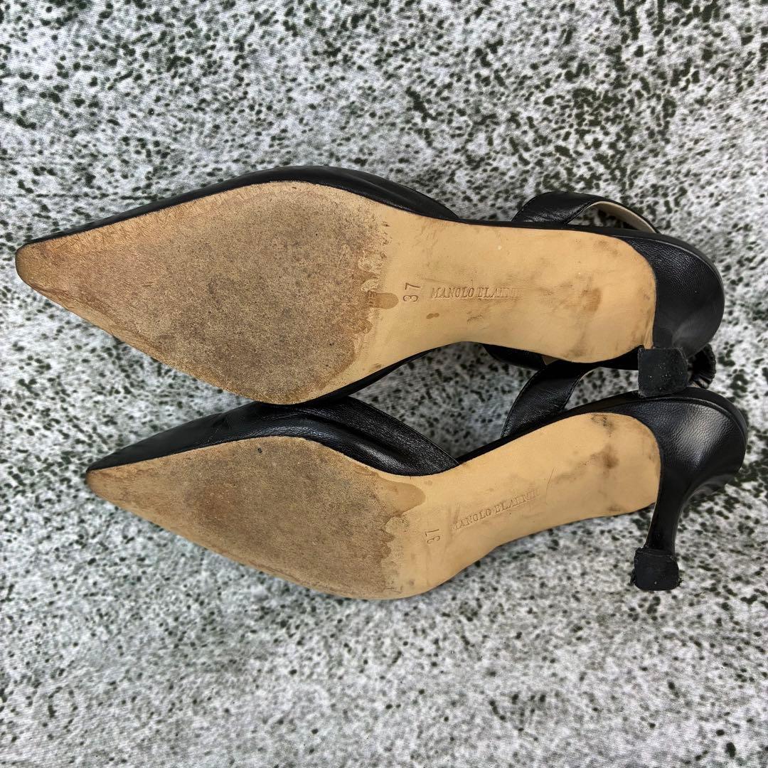 マノロブラニク ミュール ブラック レザー