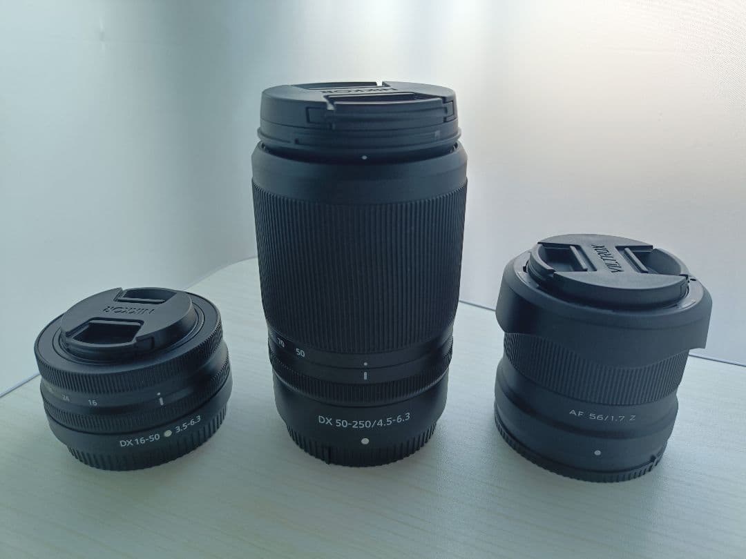 Zマウントレンズ3本 DX16-50mm、DX50-250mm、56mm