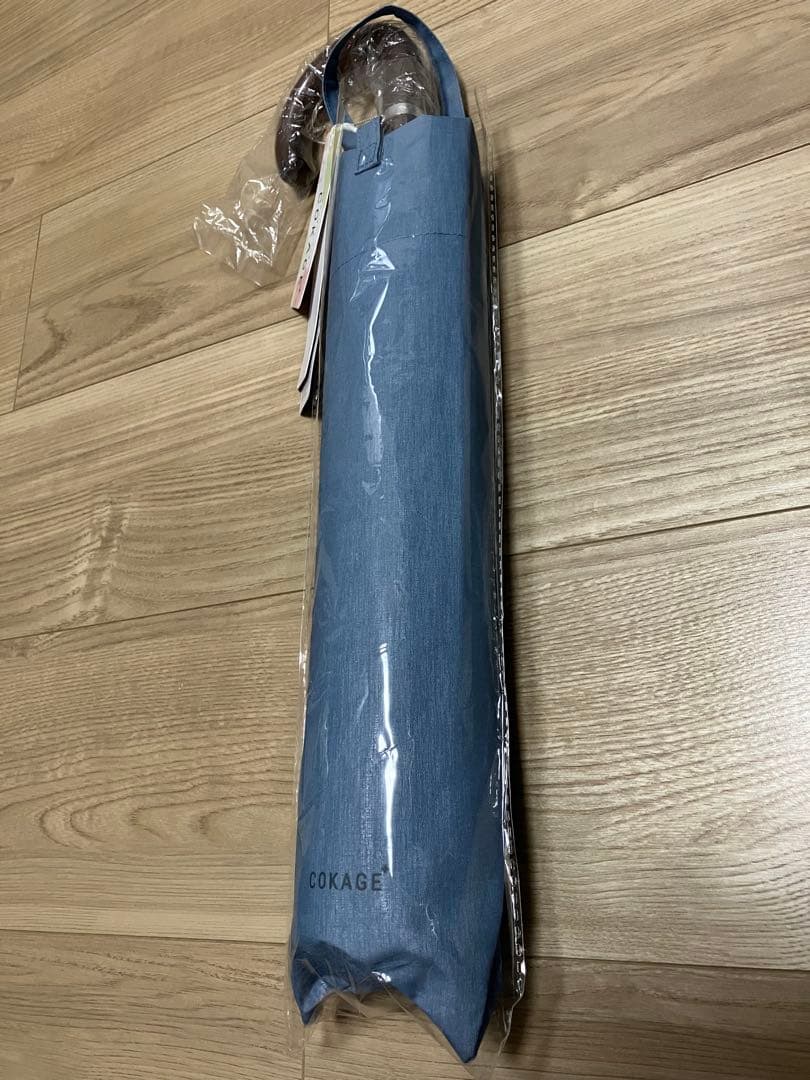 ティールブルー【新品未使用】COKAGE+ワンタッチ開　木手元55cm日傘