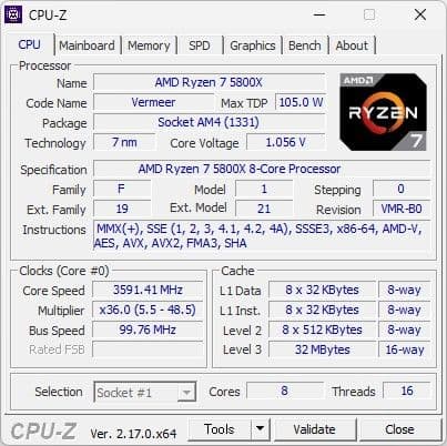 Ryzen7 5800X、ASRock X570 PG4 セット