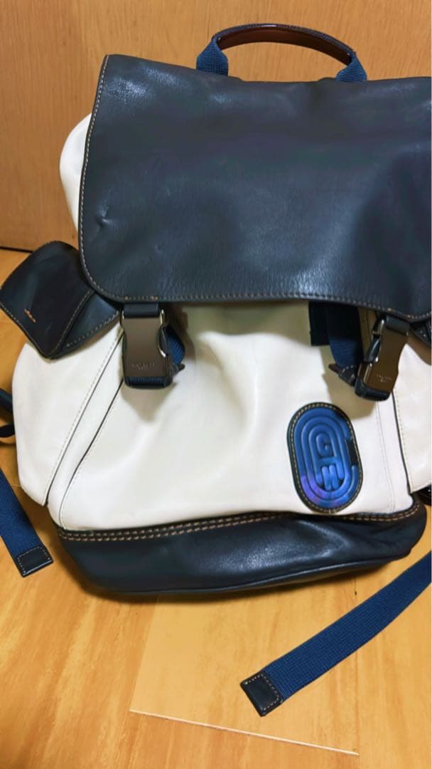 COACH メッセンジャーバッグ ホワイト/ネイビー