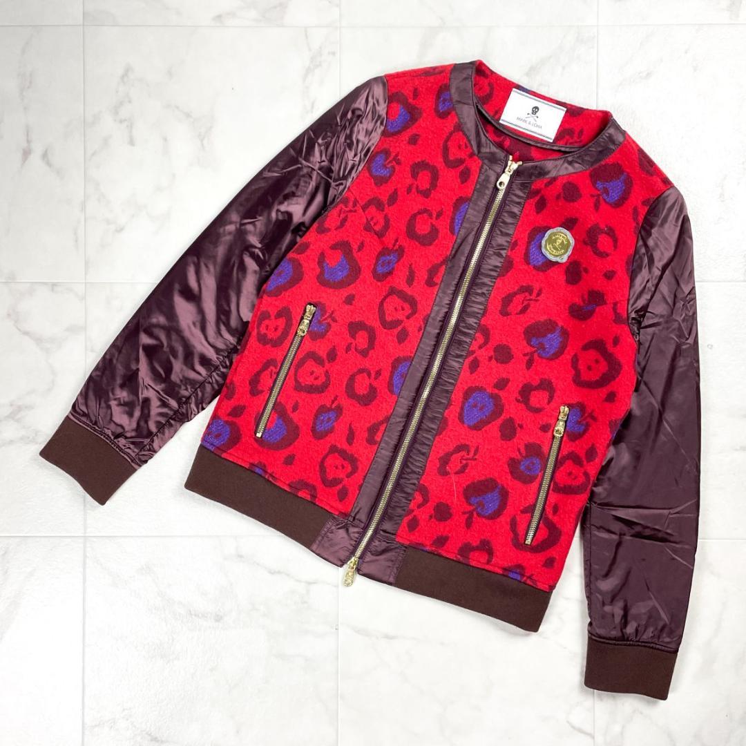 美品 MARK&LONA リンゴ柄中綿ブルゾン レッド サイズL*CD39