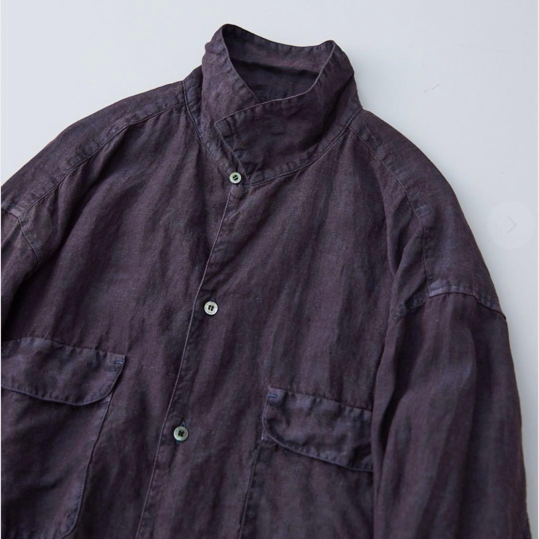 リネン ピグメントバイオ オープンカラーシャツ