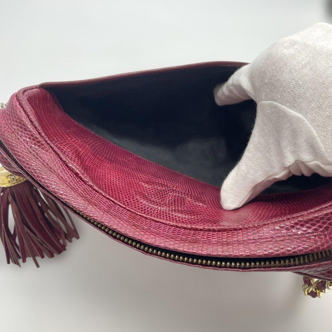 CHANEL シャネル リザード　チェーン　ショルダーバッグ マトラッセル