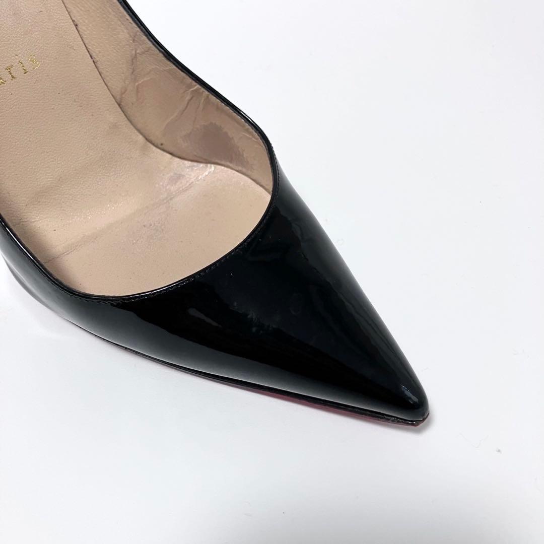 美品 Louboutin ルブタン　ポインテッドトゥ パテントレザー ハイヒール
