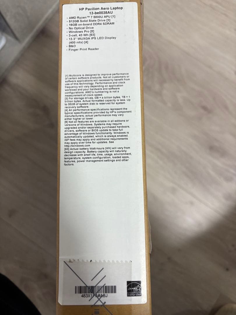 Windowsノート本体 HP Pavilion Aero13 Ryzen 7 16GB 512GB