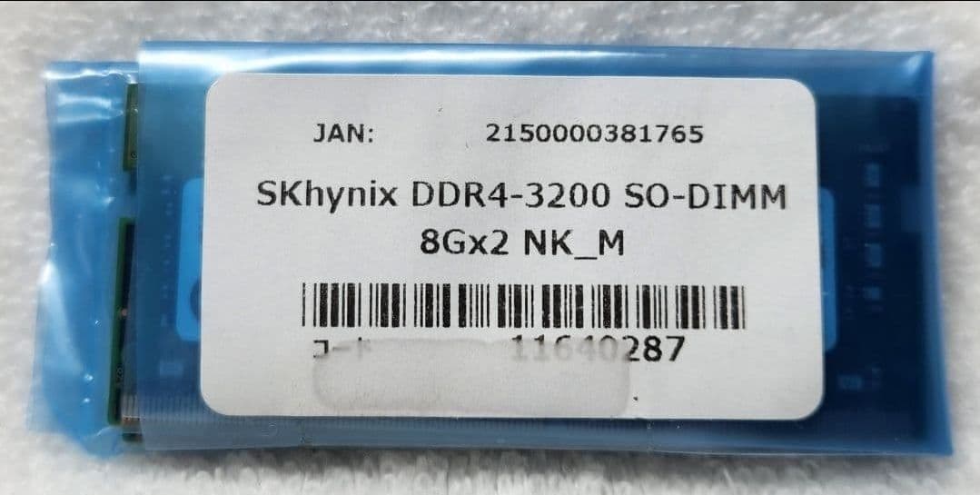 SK hynix製 PC4-3200 8GB × 2枚組 (合計16GB)