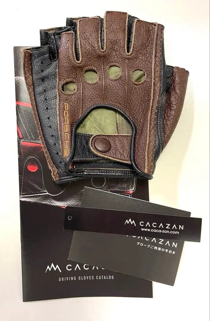 CACAZAN ハーフフィンガーグローブ　 PORSCHE ステッチ