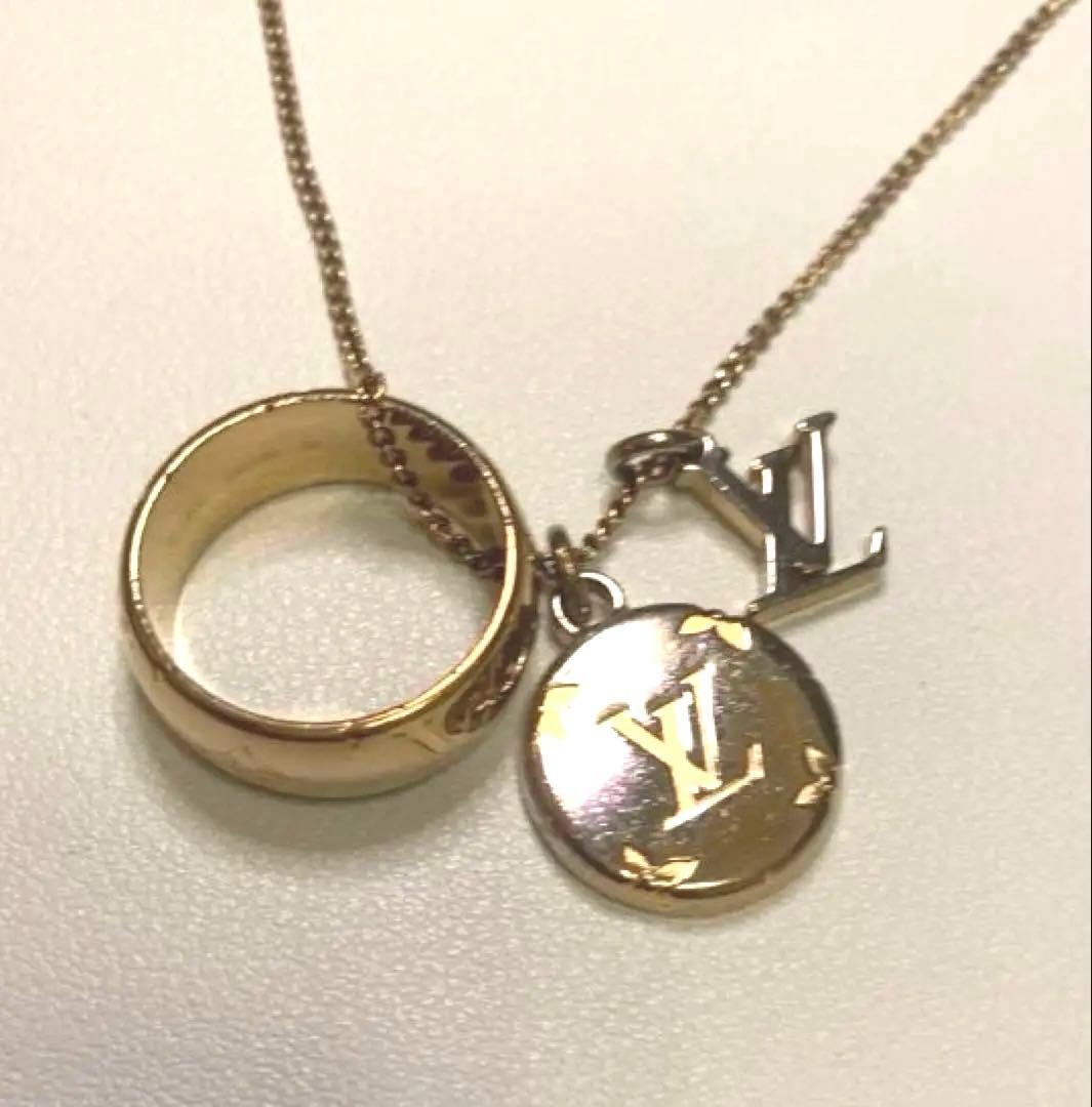 新春値下げ3日間限定価格！ LV ネックレス　モノグラム　ゴールド系リング18号
