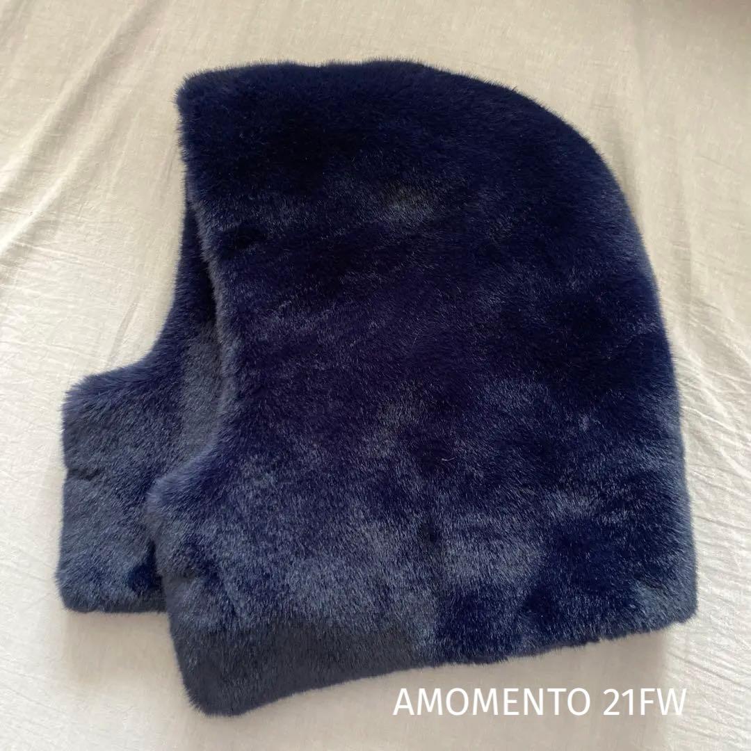 AMOMENTO フェイクファーバラクラバ　ネイビー