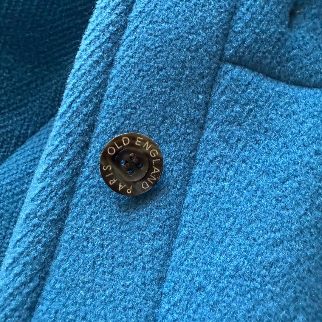 美品 OLD ENGLAND ヘリンボーン生地ダッフルコート ブルー