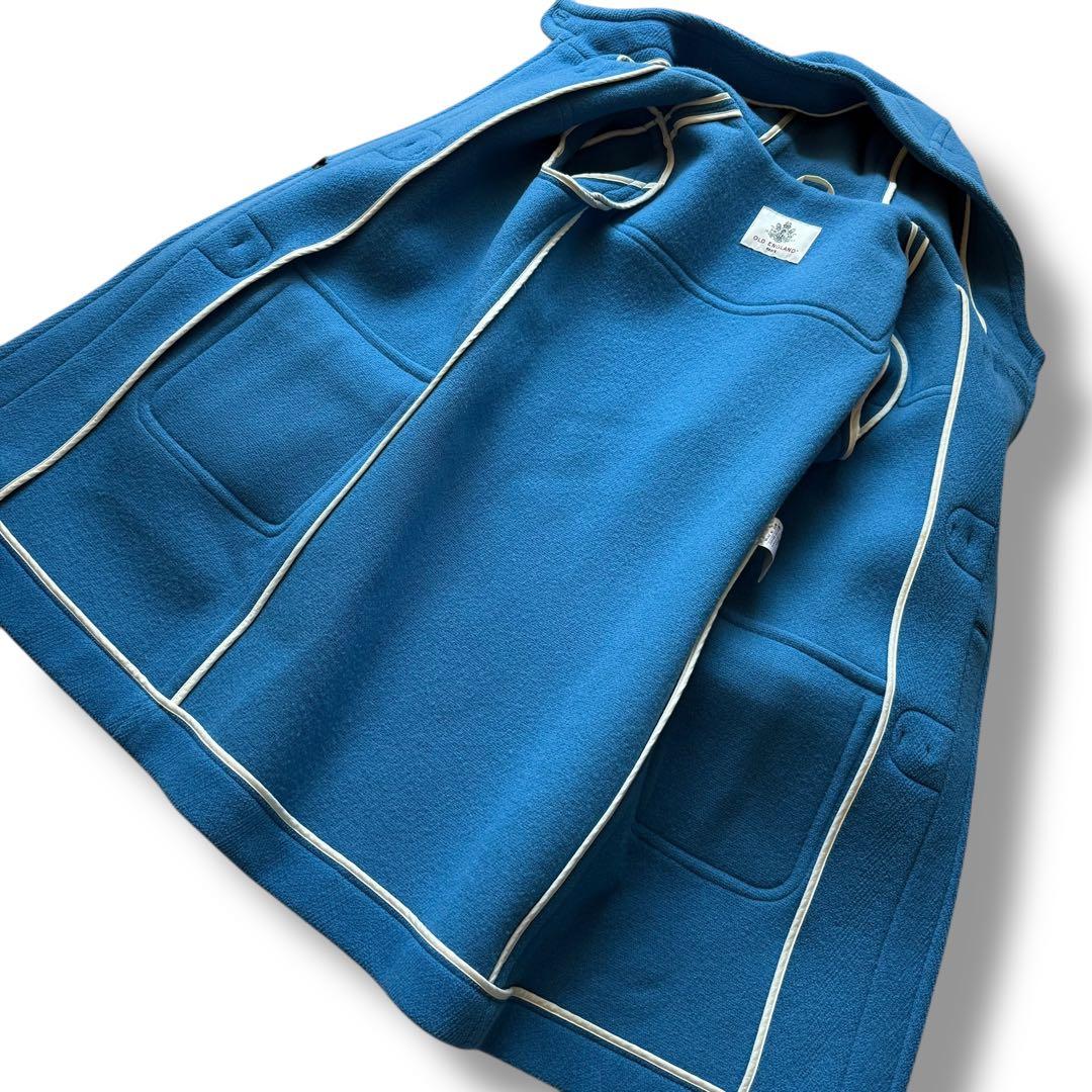 美品 OLD ENGLAND ヘリンボーン生地ダッフルコート ブルー