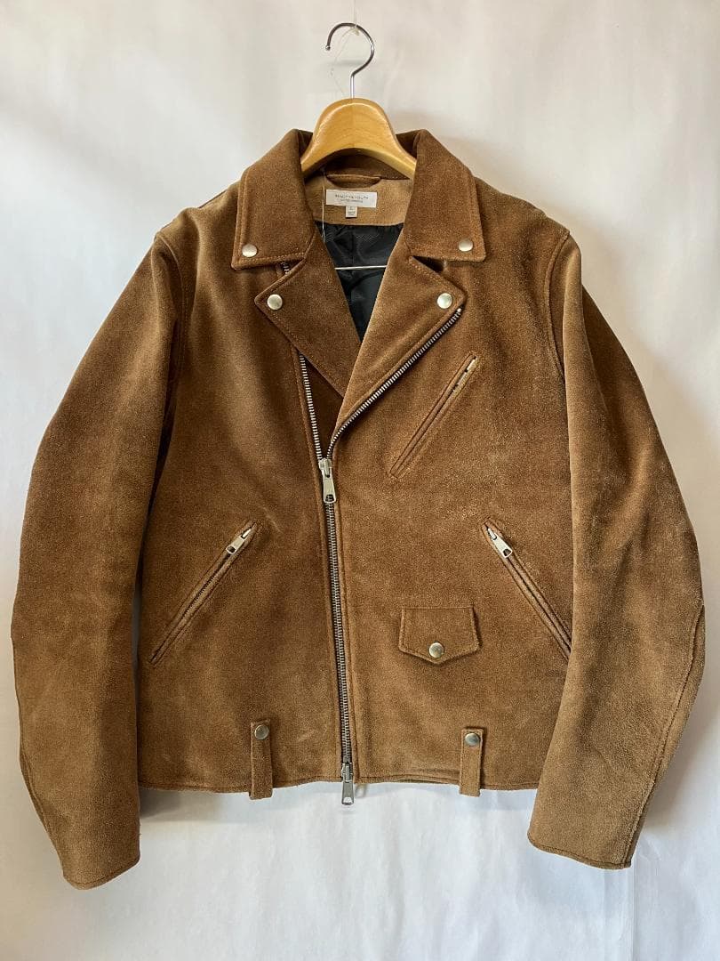 綺麗 ビューティー＆ユース スエードレザー ダブル ライダースジャケット 茶 L