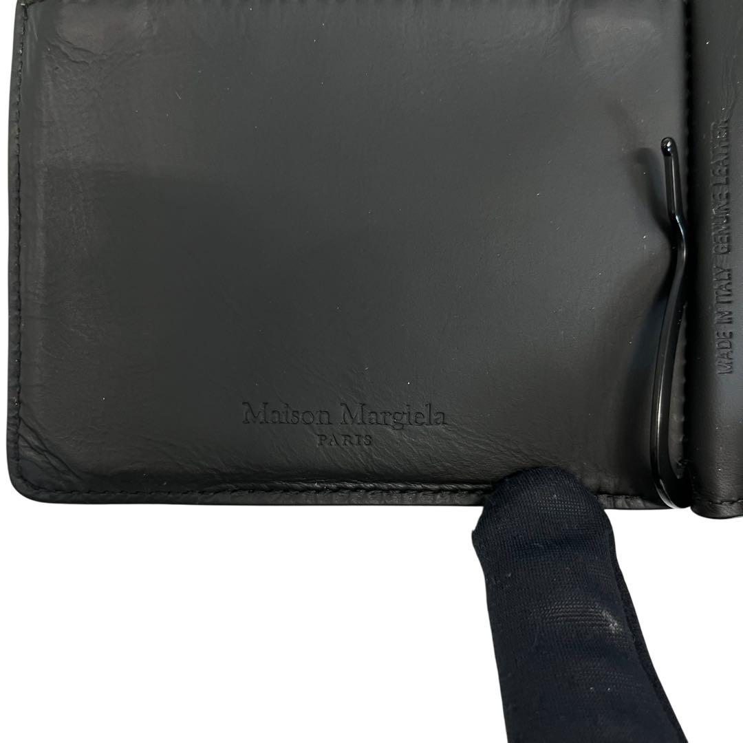極美✨メゾンマルジェラ マネークリップ 札入れ 4ステッチ レザー ブラック