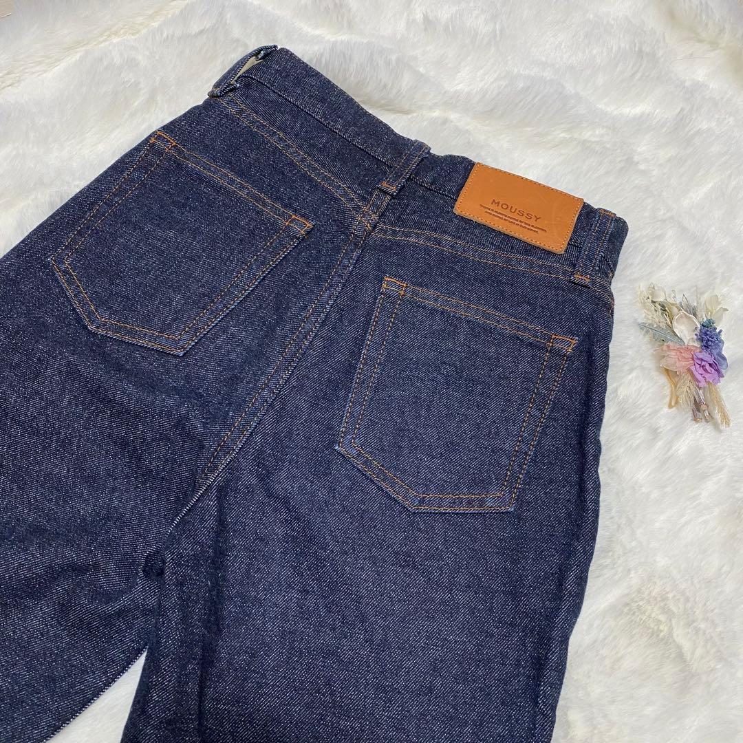 【美品】moussy マウジーMVS FLARE フレアデニム 23 濃紺