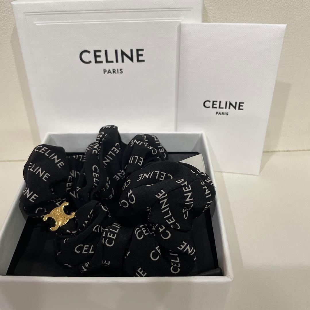 CELINE ロゴ入り ブラックシュシュ