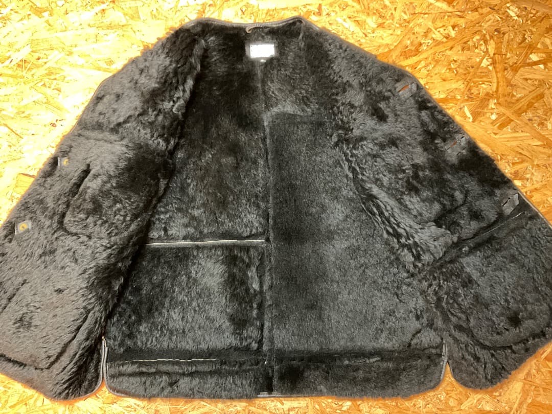 ポールスミス 90s イングランド製 ムートン レザーベスト ジレ 黒 M