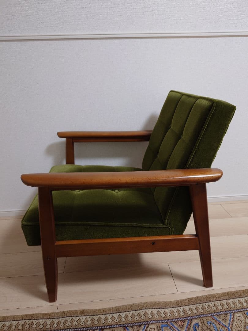 カリモク60 Kチェア1シーターモケットグリーン ①