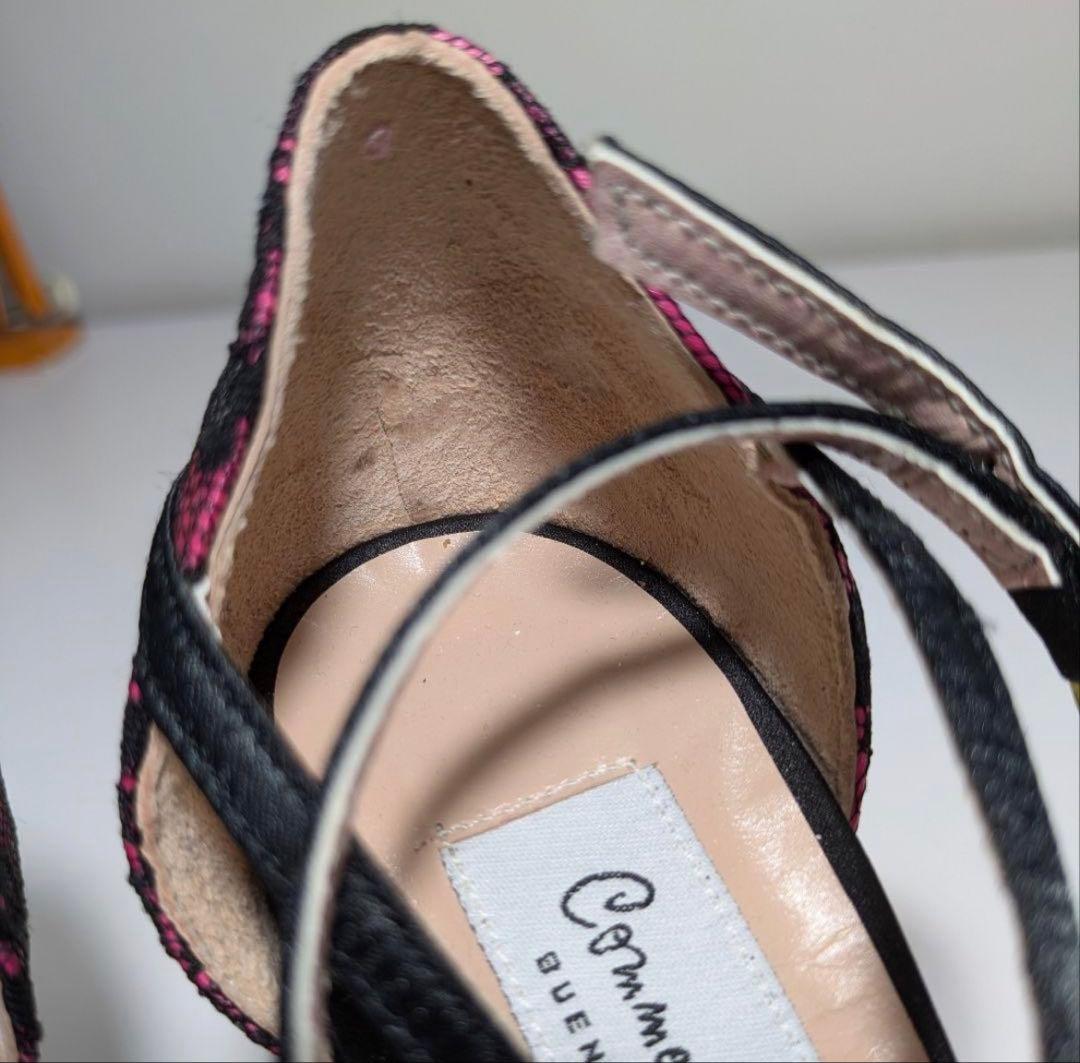 comme if faut コムイルフォー 34赤黒金レースダンスタンゴシューズ