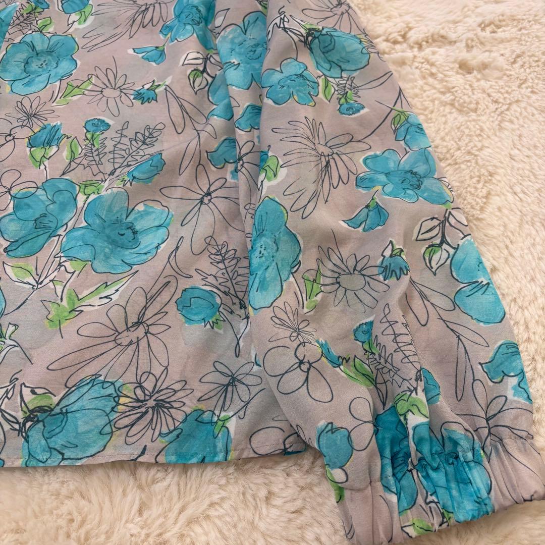 TOMORROWLAND アネモネプリント ギャザースタンドカラーブラウス 36