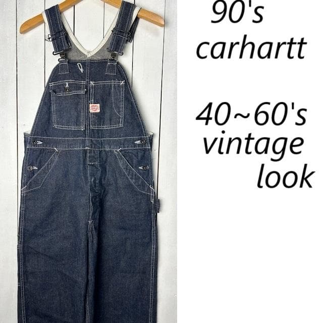 90s carhartt ハートタグ デニムオーバーオール 30 濃紺 復刻
