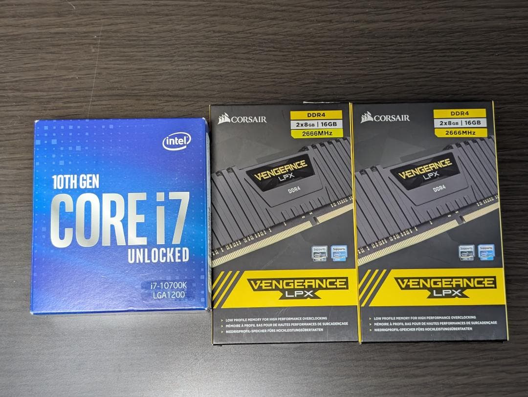 Intel Core i7-10700K＆メモリ32GB（8GB×2×2）セット