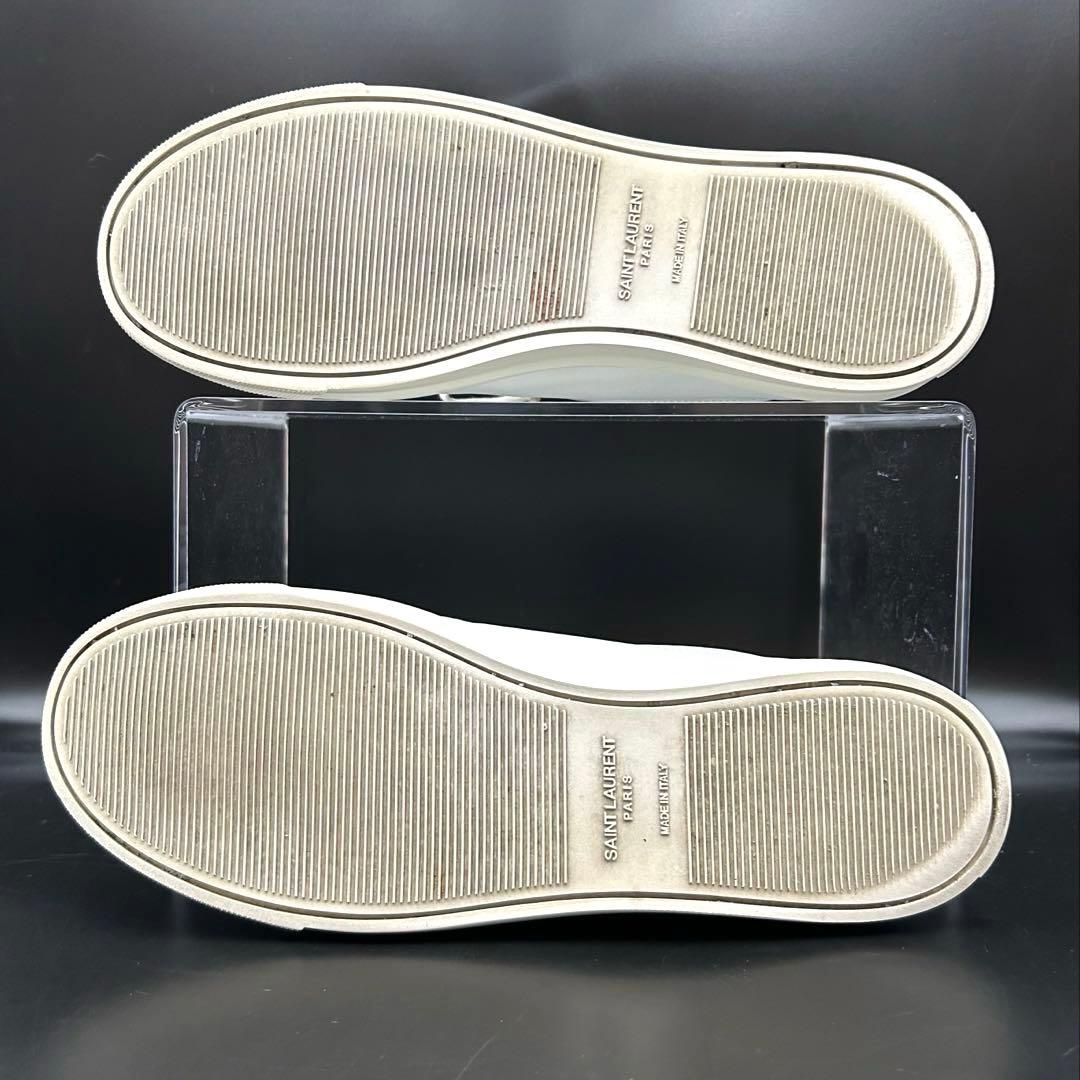 【美品】サンローラン ローカットスニーカー ロゴ メンズ レザー 白 27.5