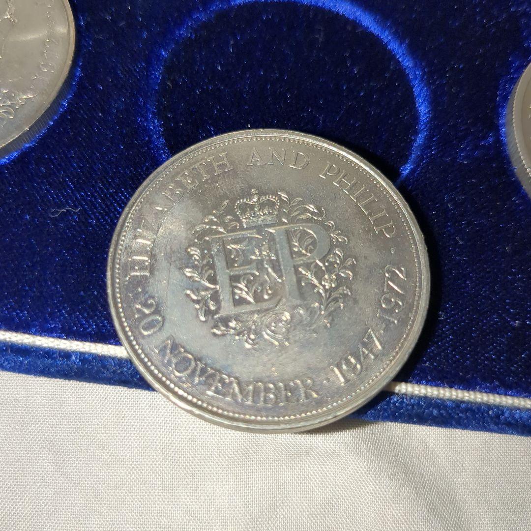 1972 エリザベス2世 シルバーウェディング3枚　重量総84g 記念銀貨