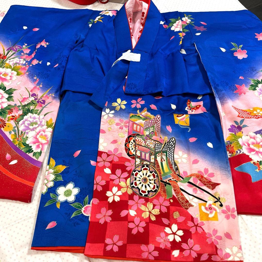 【マリン】★女の子3歳　七五三正絹お着物被布セット