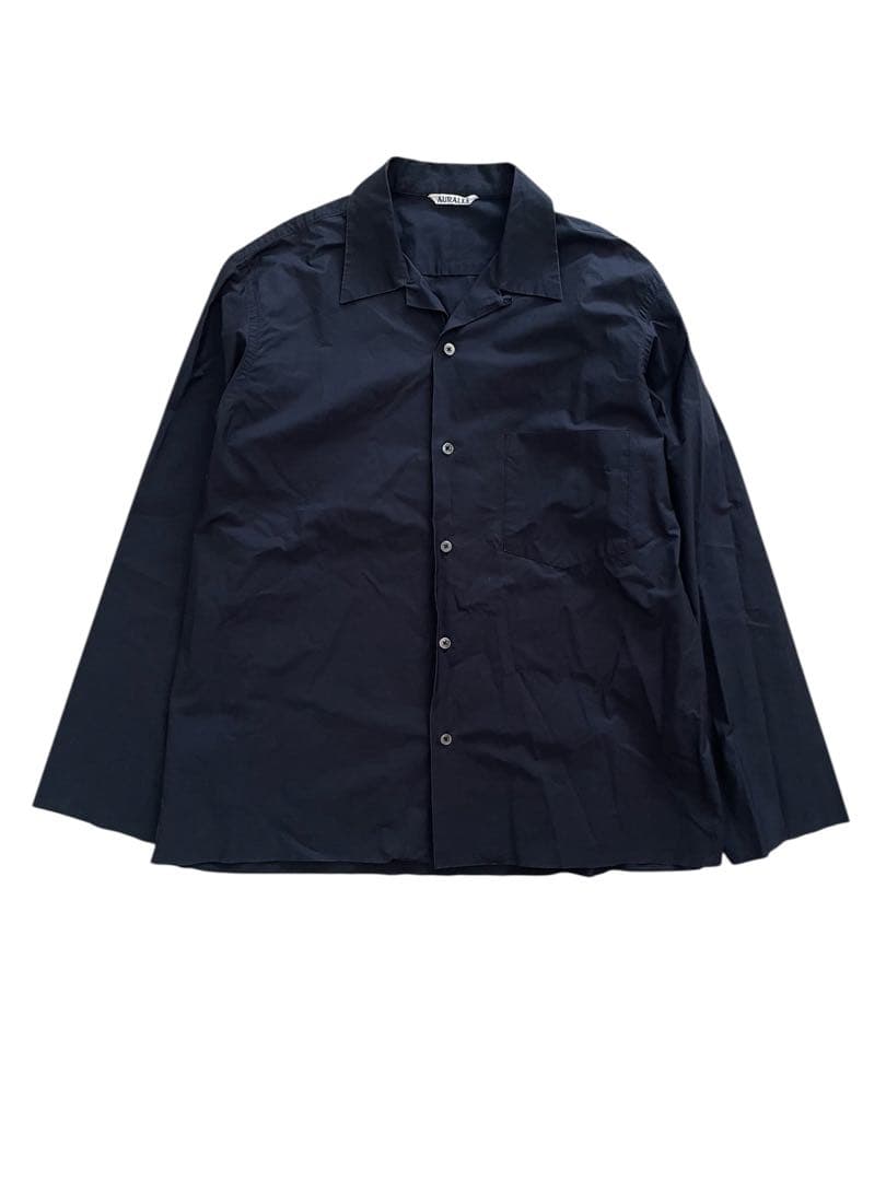 y*@様 オーラリー オープンカラーシャツ 18ss ブラック サイズ4