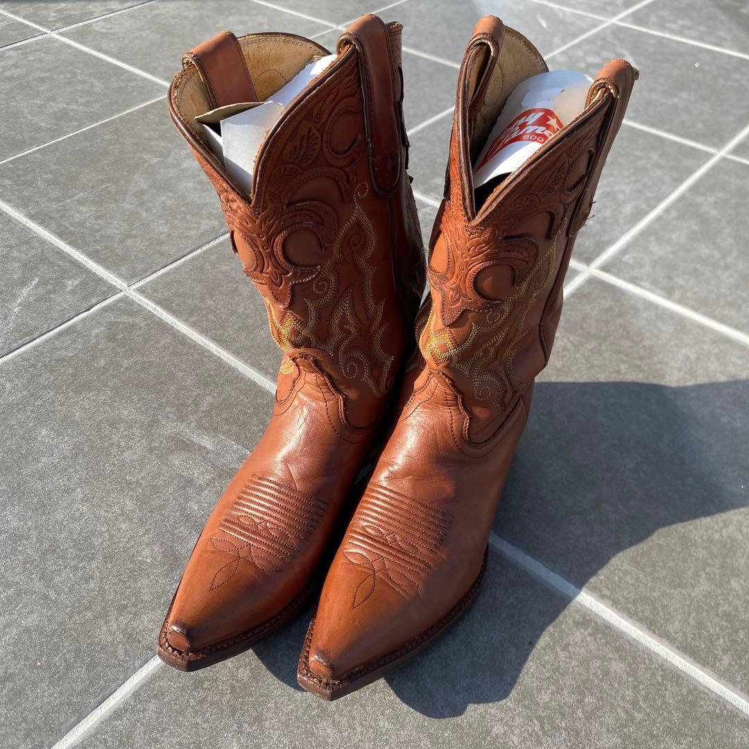 【Tony Lama】トニーラマ　ブラウン刺繍　ウエスタンブーツ　7b