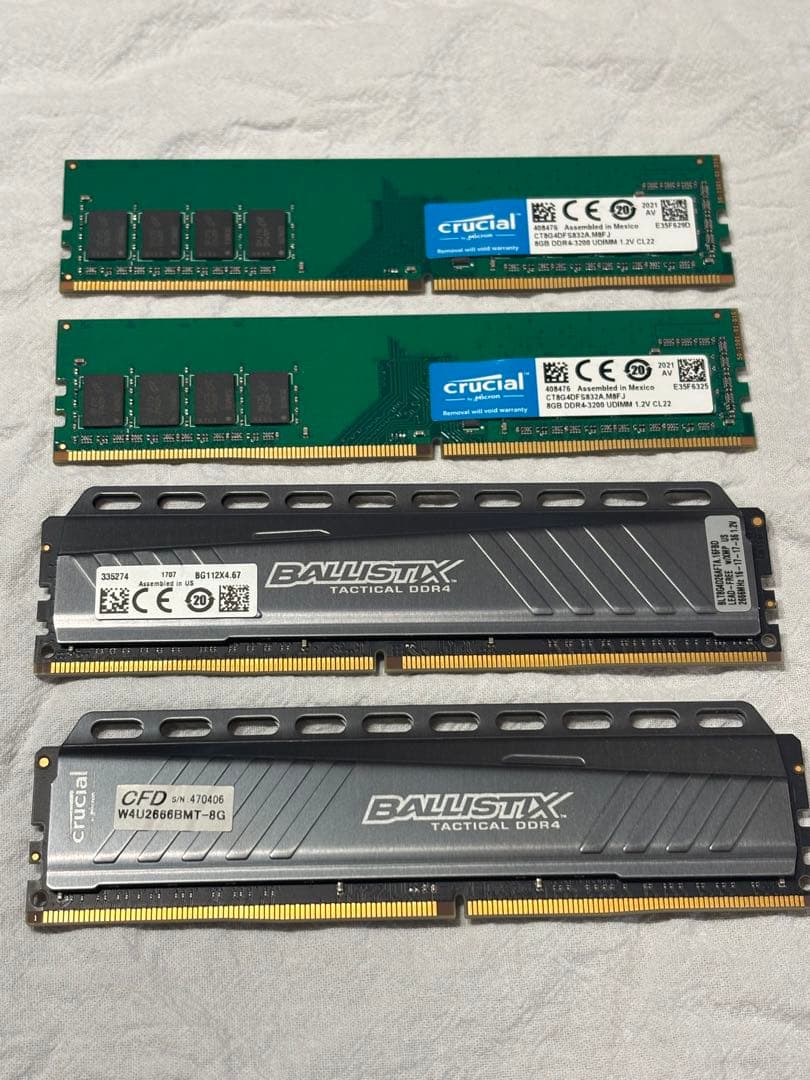 【Crucial】 DDR4-2666 32GB (4x8GB)