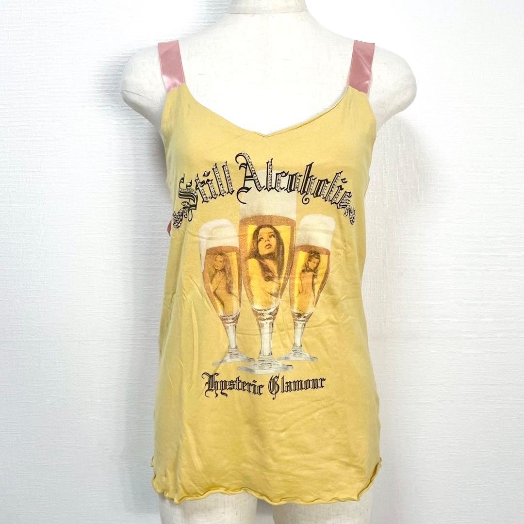 y2k❤️00s HYSTERIC GLAMOUR ラインストーンガールロゴキャミ