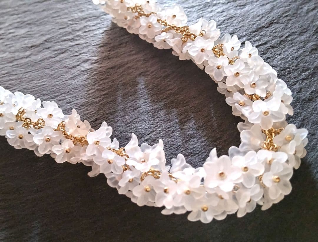 チロル様 紫陽花ピアス&リング、白のお花のネックレス、ブレス、フープピアス G